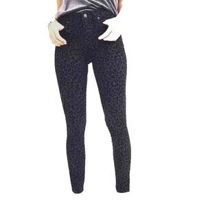 MADEWELL Women Flocked Leopard Print Skinny Pants Size 28 Black 9" Mid Rise 3-34
